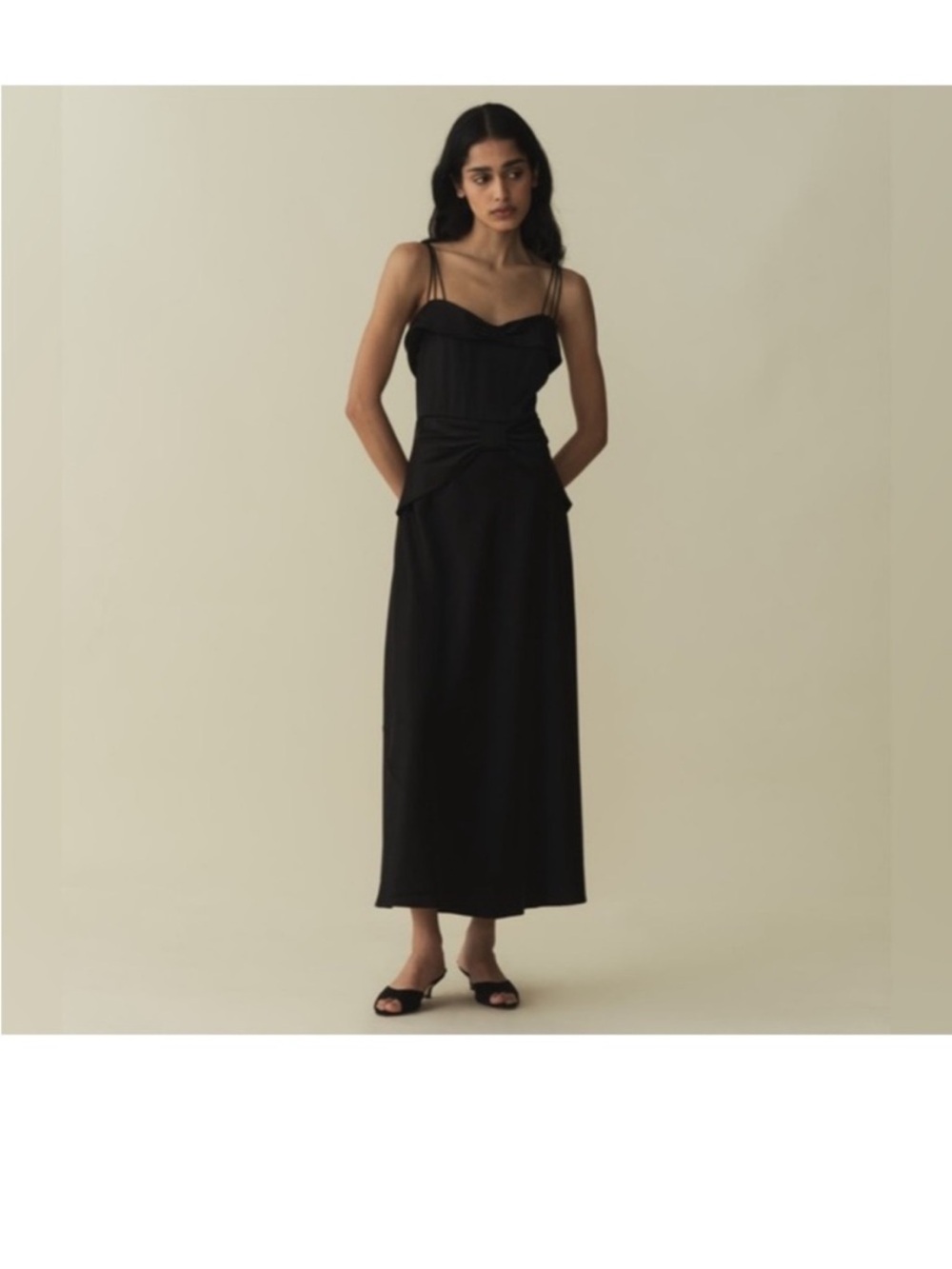 NWT Doen donetta Black Spaghetti-Strap Maxi Skirt Dress size 4